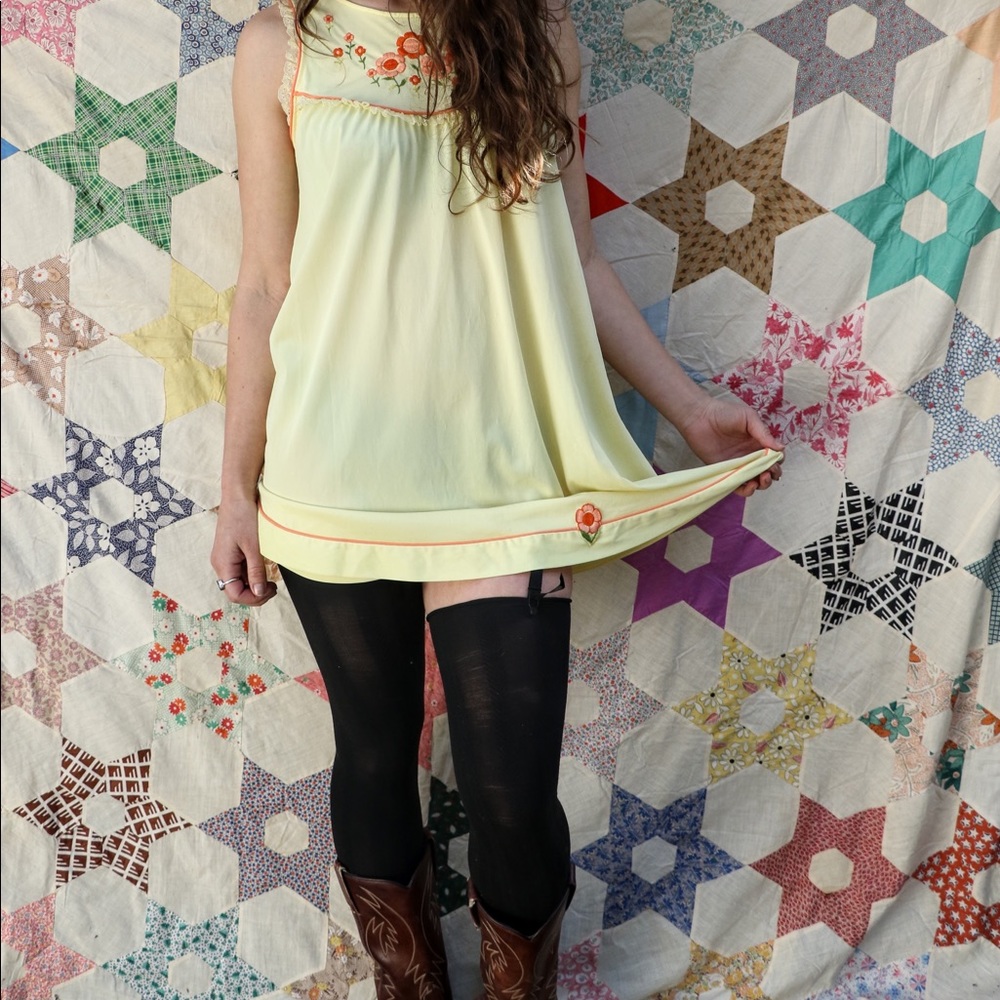 vintage embroidered slip dress